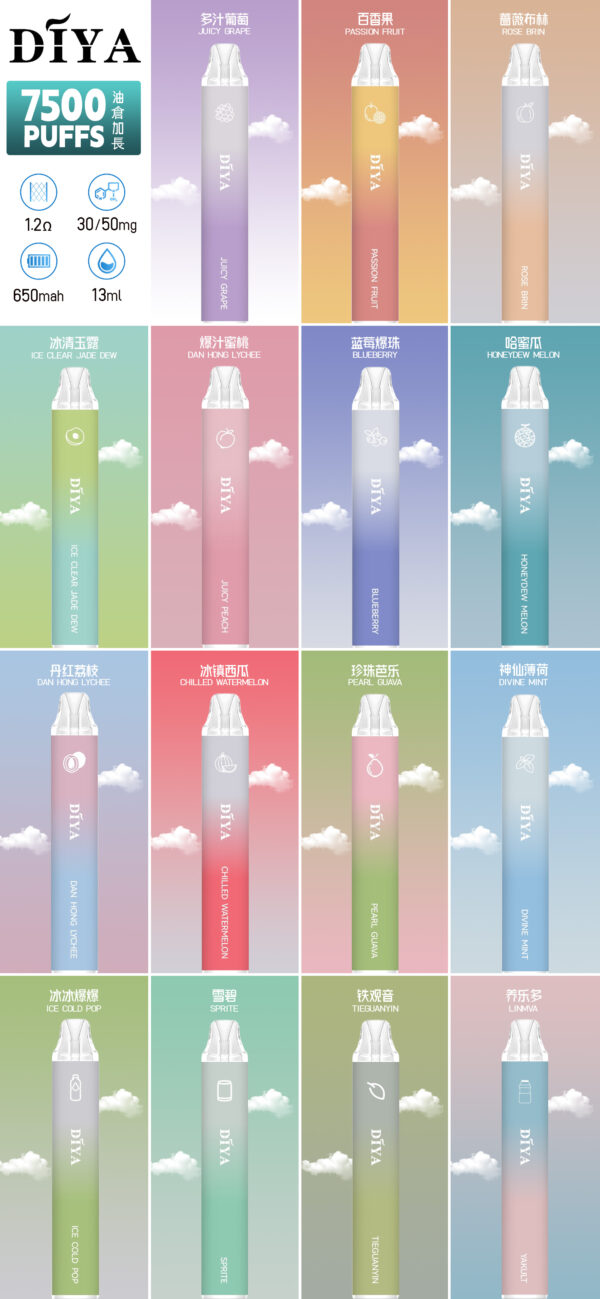 DIYA叮啞 -7500口抛棄式 -充電高續航-當天發貨